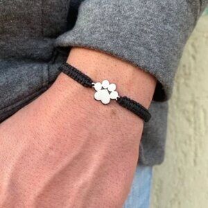 Cross or Paw Print Stainless Steel Polyester Men's Wristband